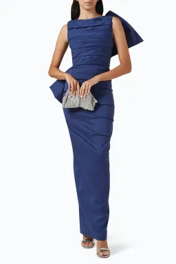Rachel Gilbert Zora Maxi Gown in Stretch Taffeta in Navy Size 8 for rent on The Volte - image 2