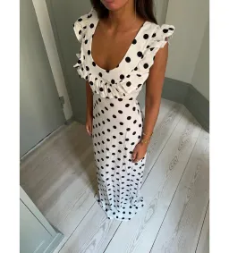 Design by Si Luna Maxi Dress Polka Dots White/Black Size AU 8 for rent on The Volte - image 3
