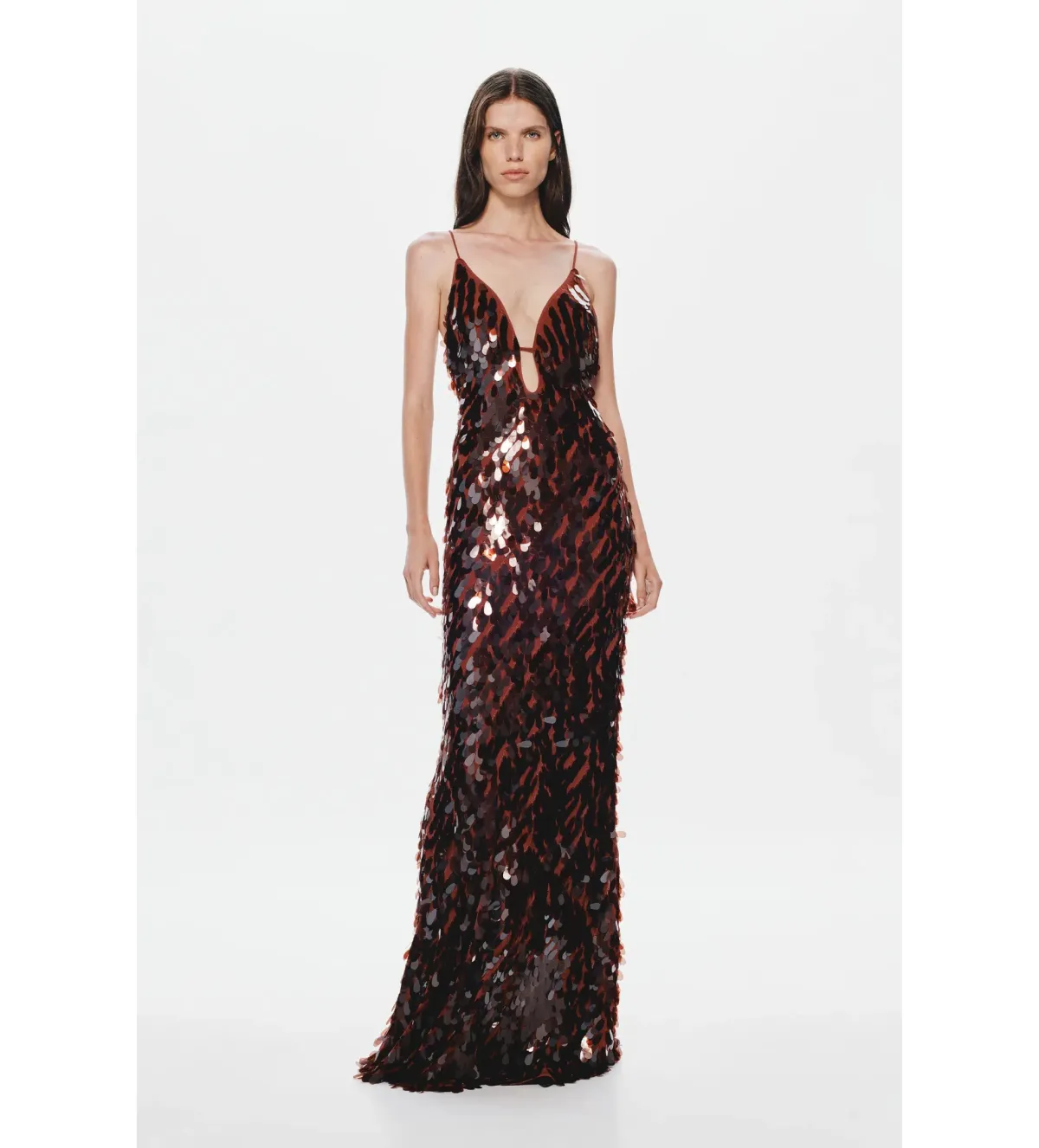 MISHA Sapphire Sequin Maxi Dress Fig Size 10/M - Image 2