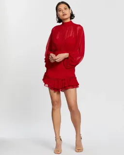 Shona Joy Clemence Long Sleeve Mini Dress in Red Size 6 for rent on The Volte - image 1