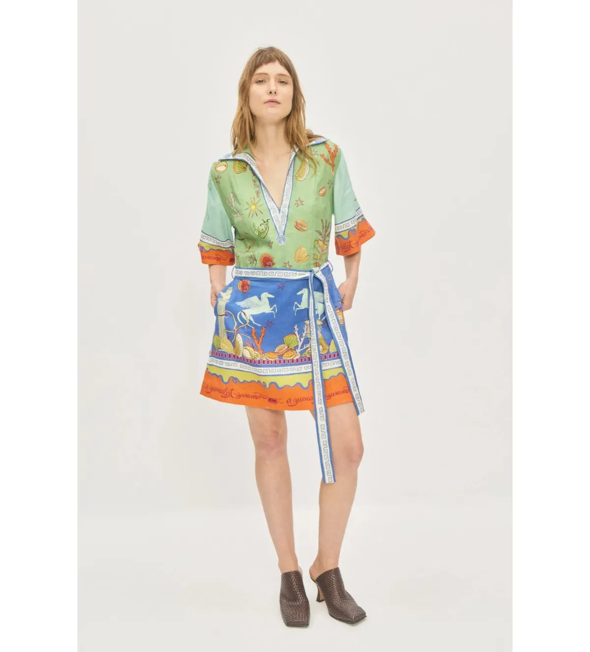 Alemais Surrealist V Neck Mini Dress Multi Print Size 14 - Image 5