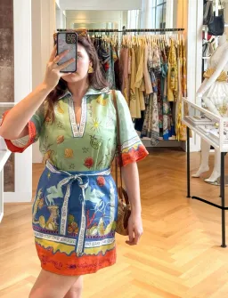 Alemais Surrealist V Neck Mini Dress Multi Print Size 14  for rent on The Volte - image 4