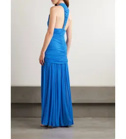 Christopher Esber Orion Open-back Ruched Mesh Gown in Blue Size 6 for rent on The Volte - image 2