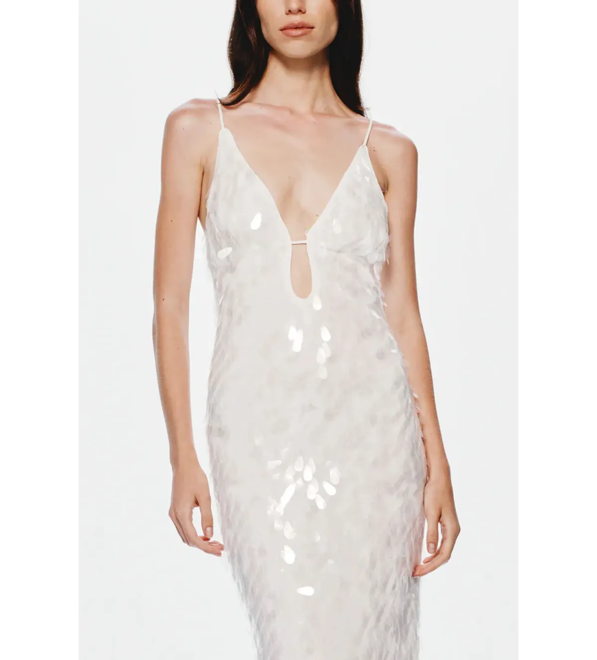 Misha Sapphire Sequin Maxi Dress Ivory Size 10/M - Image 2