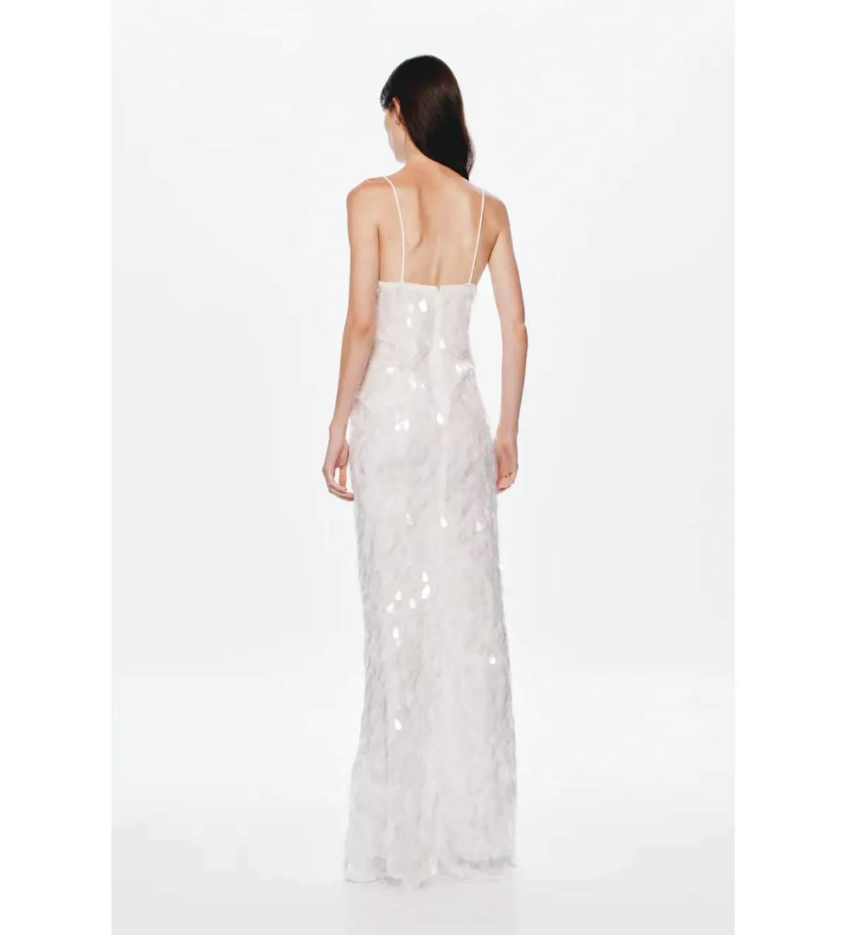 Misha Sapphire Sequin Maxi Dress Ivory Size 10/M - Image 4