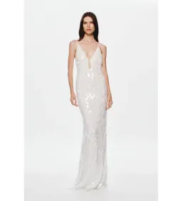 Misha Sapphire Sequin Maxi Dress Ivory Size 10/M for rent on The Volte - image 1