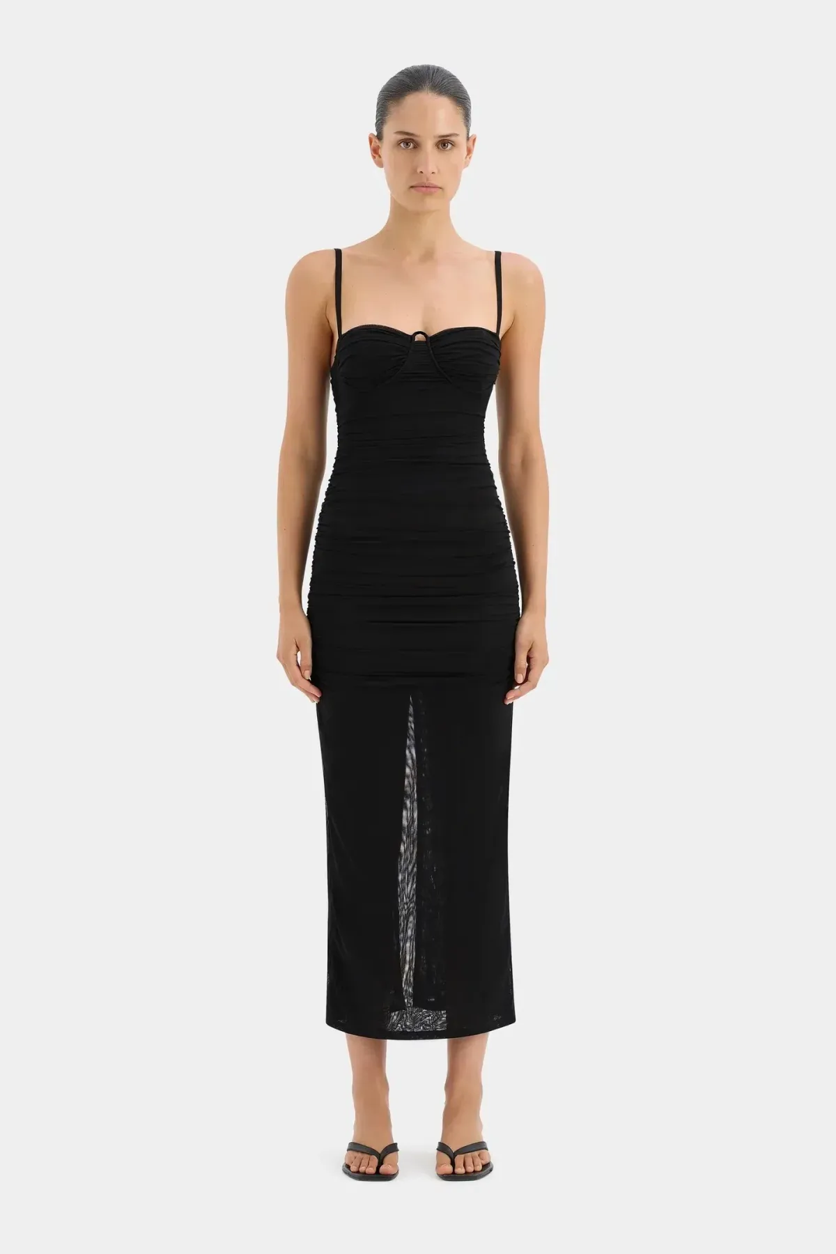 Sir The Label Jacques Gathered Midi Dress Black Size 2/AU 10 - Image 1