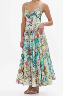 Camilla Gardens Of Queluz Long Dress With Tie Front  Multi Print Size XS / AU 8 for rent on The Volte - image 1
