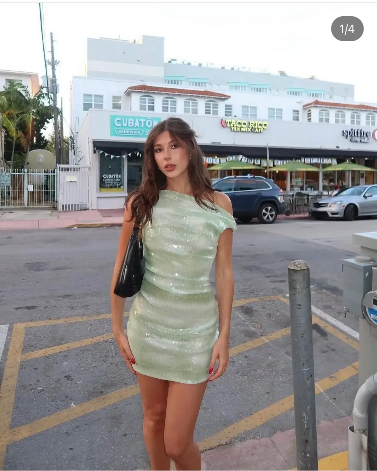 Bec & Bridge Brydie Asym Mini Dress in Mint Sequin Size 12 - Image 3