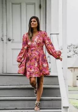 Zimmermann Dress Pink Paisley Fiesta Linen Wrap Size 0/AU 8  for rent on The Volte - image 1