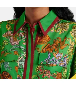 Alemais Fiesta Midi Shirtdress Green Print Size AU 16 for rent on The Volte - image 2
