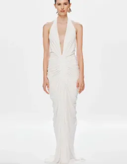 Misha The Venus Gathered Cupro Dress Ivory  Size Xs/Au 6 for rent on The Volte - image 5