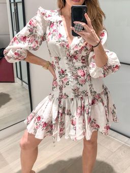 Zimmerman Honour Corset Mini Dress Cream Floral Print Size 6 for rent on The Volte - image 3