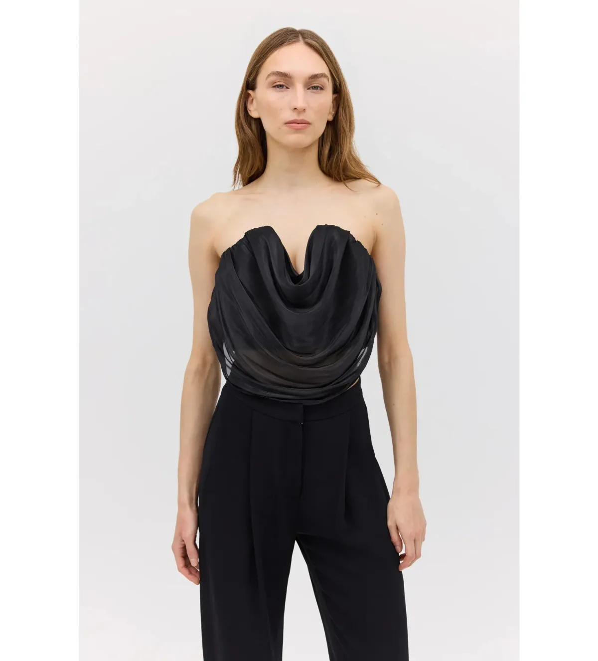 Bianca Spender Liquid Organza Tidal Bustier Top Black Size 10 - Image 2