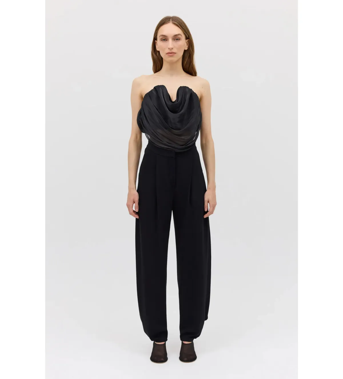 Bianca Spender Liquid Organza Tidal Bustier Top Black Size 10 - Image 1