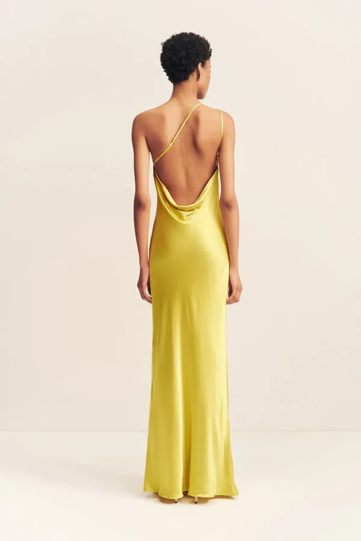 Shona Joy Sofia One Shoulder Cowl Maxi Dress Lime Size 8 - Image 4