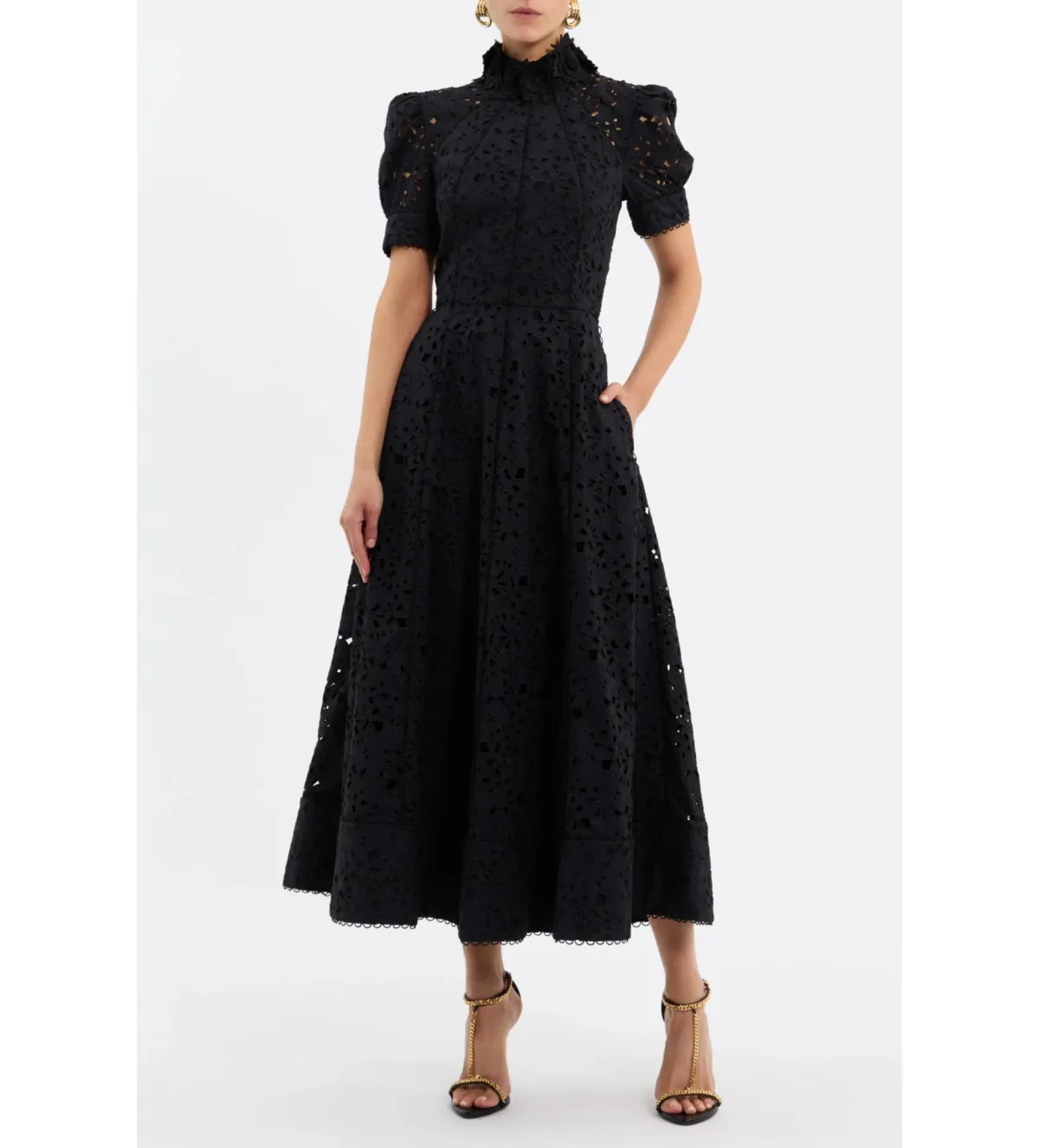 Rebecca Vallance Kitsu Short Sleeve Midi Dress Black Size AU 10 - Image 1
