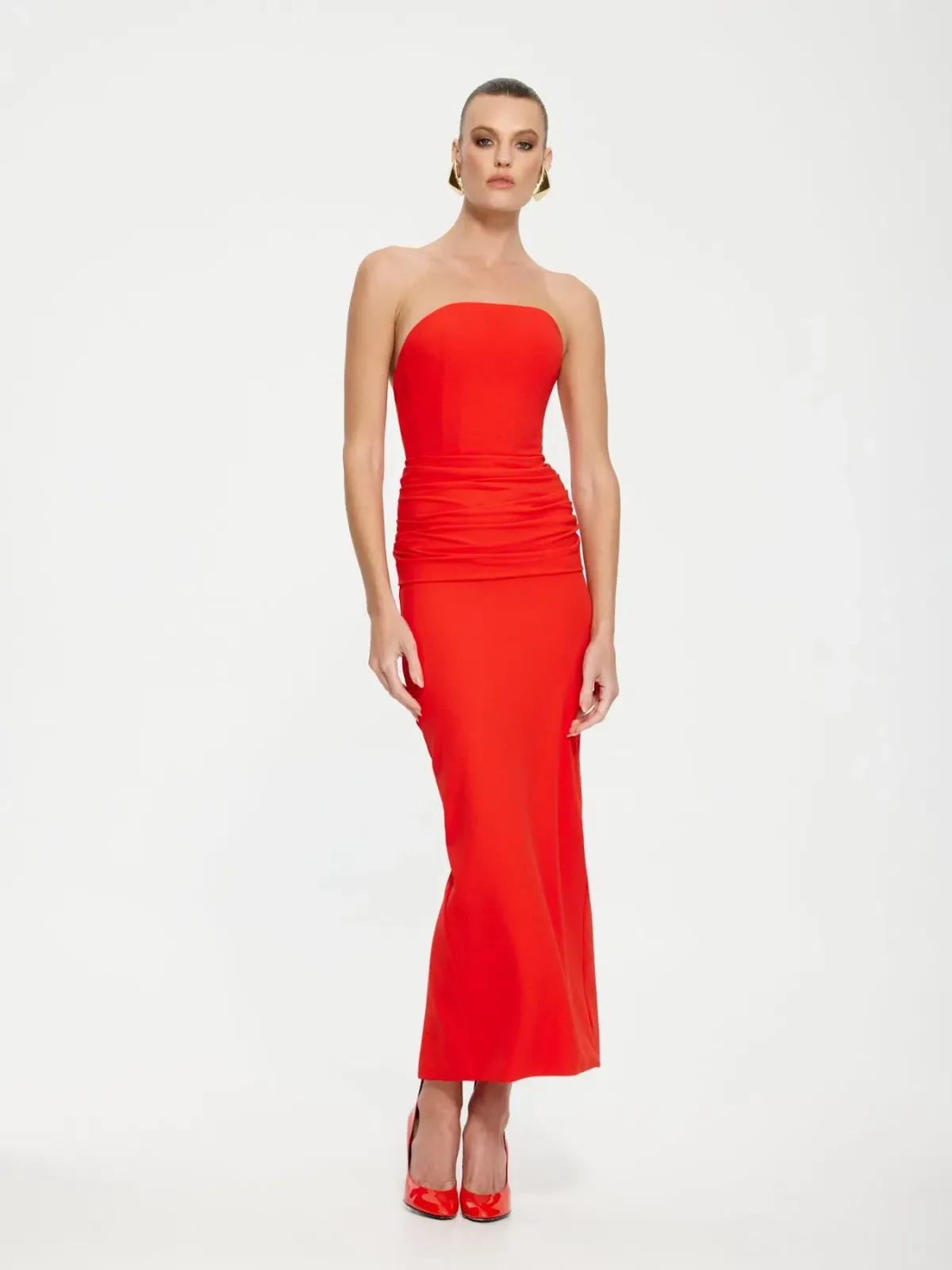 Effie Kats Astor Midi Dress Cherry Red Size 8 - Image 1
