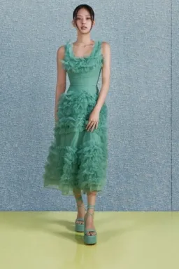 Molly Goddard Mertyl Tiered Ruffled Tulle Midi Dress Size 12 for rent on The Volte - image 3