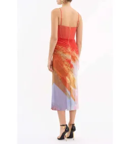 Rebecca Vallance Frida Corset Midi Dress Orange Size AU 12 for rent on The Volte - image 3
