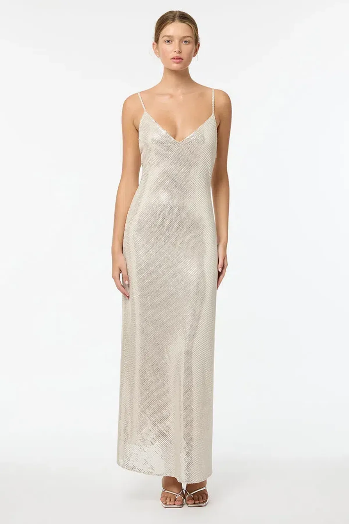 Manning Cartell High Voltage Slip Maxi Dress Nude Silver Size 6 - Image 1