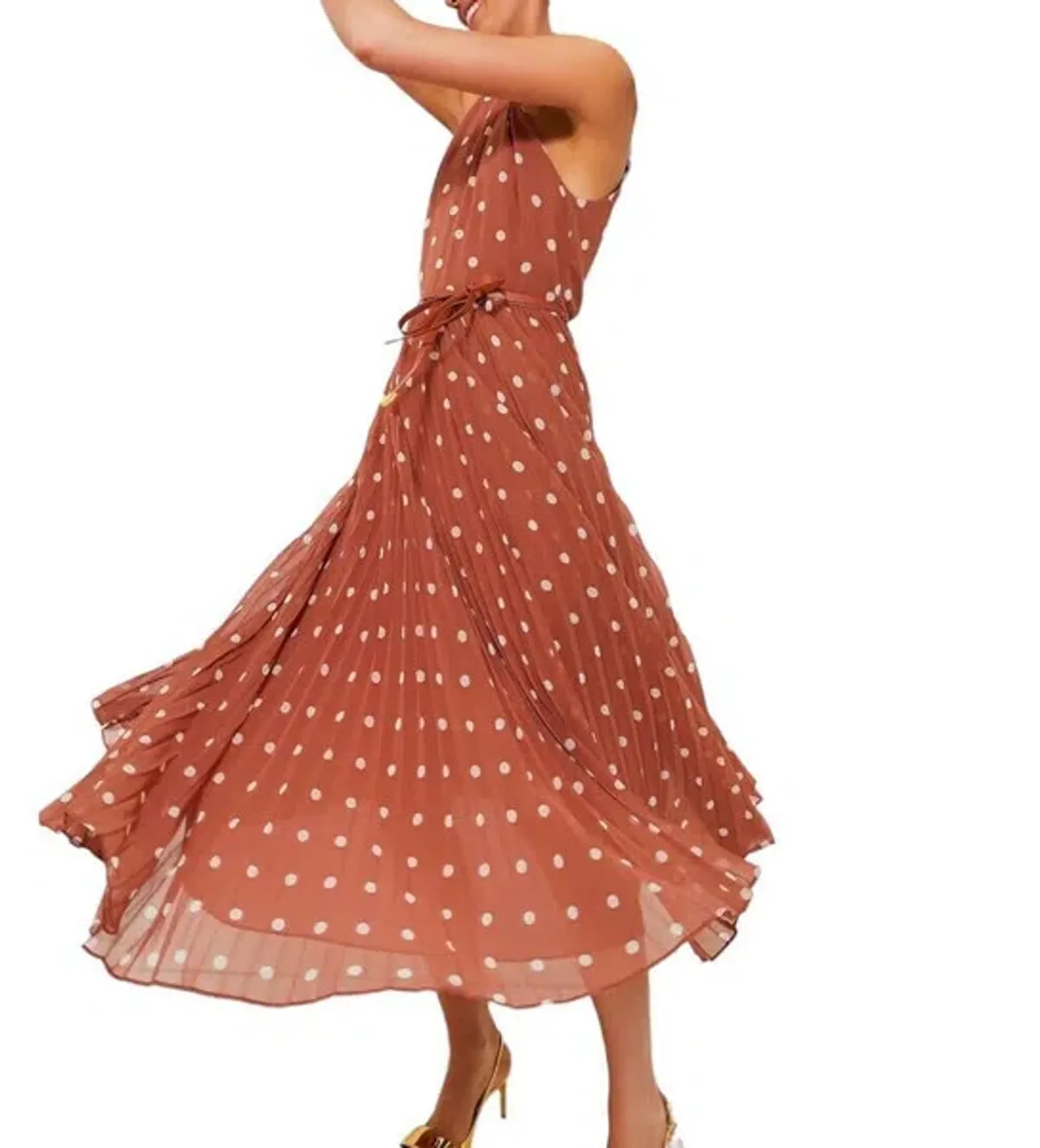 Zimmermann Sunray Picnic Dress Aragon/Cream Polka Dot, Leather Tie Belt Size 4/AU16 - Image 7