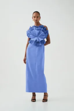 Aje Kira Blue Midi Dress Ocean Wave Size XS / AU 6  for rent on The Volte - image 1
