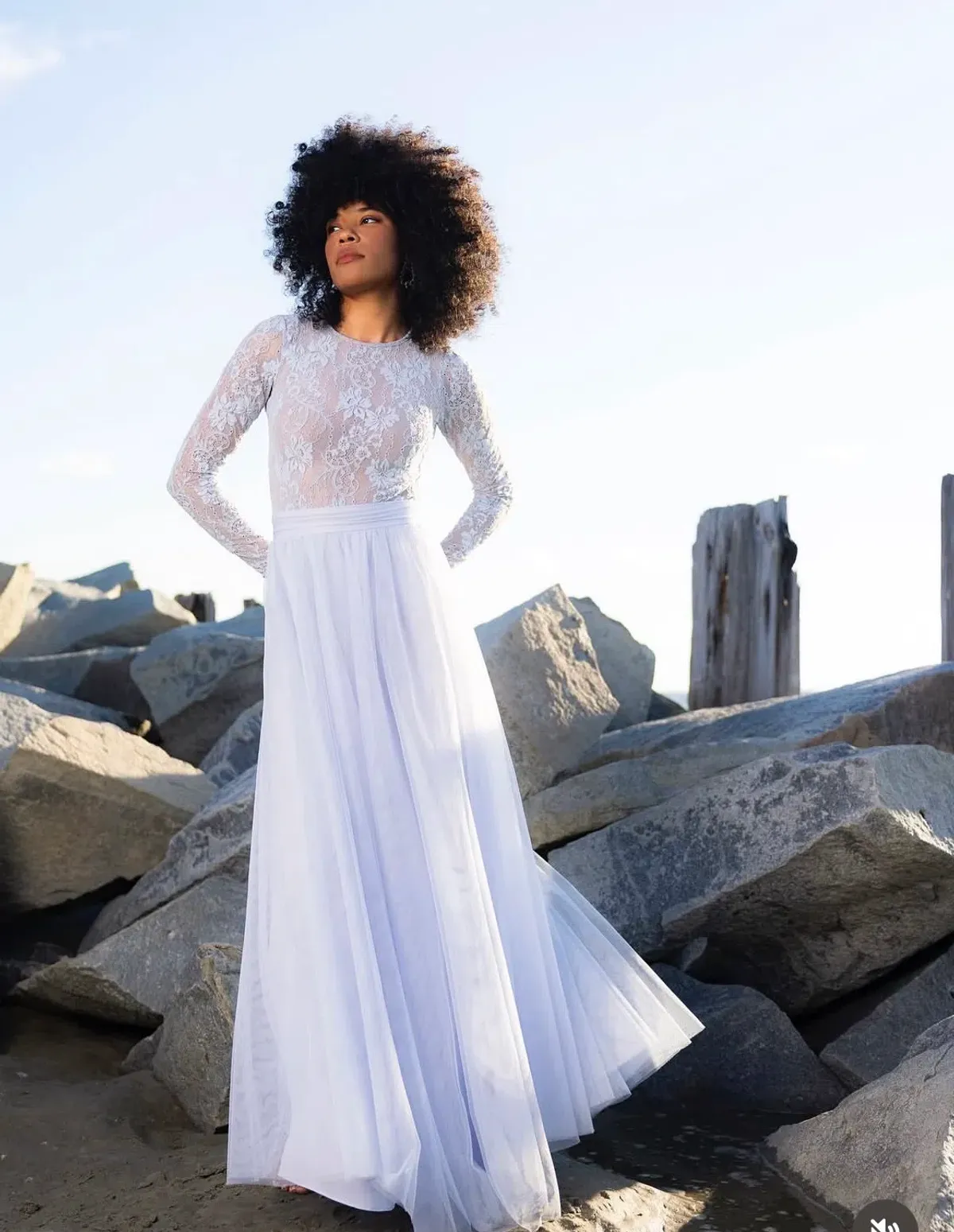 Zimmermann Long Sleeve Lace body suit & Skirt light blue - Image 1