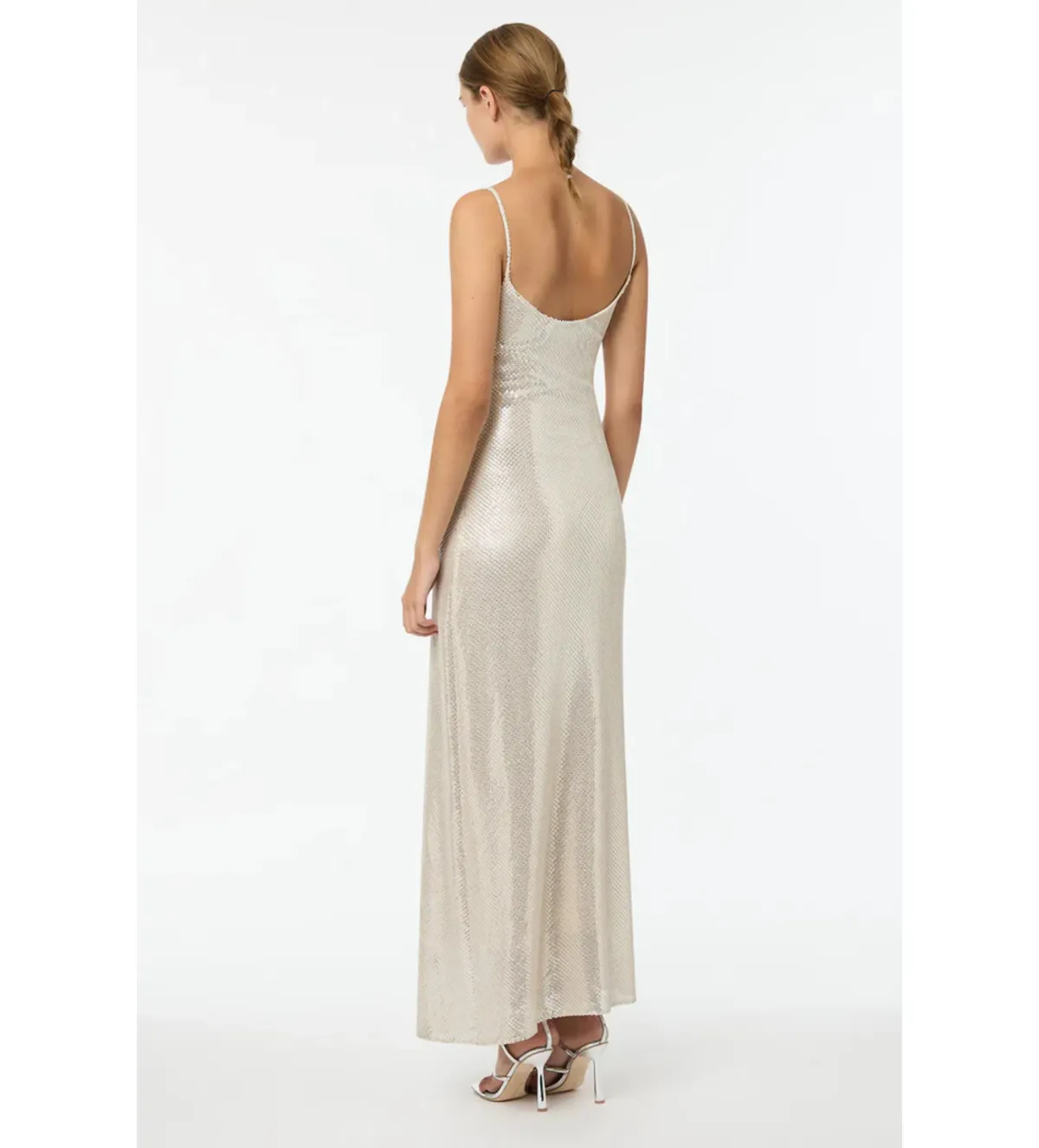 Manning Cartell High Voltage Slip Maxi Dress Nude Silver Size 12 - Image 4