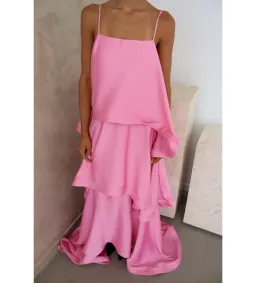 Elliat Tilly Tiered Maxi Dress in Pink Size XS/AU 6 for rent on The Volte - image 8