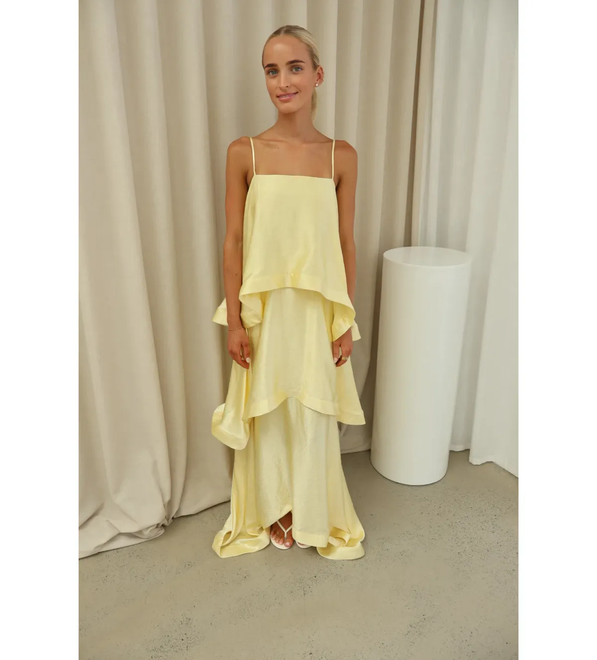 Elliat Tilly Tiered Maxi Dress in Butter Yellow Size S/AU 8 - Image 3