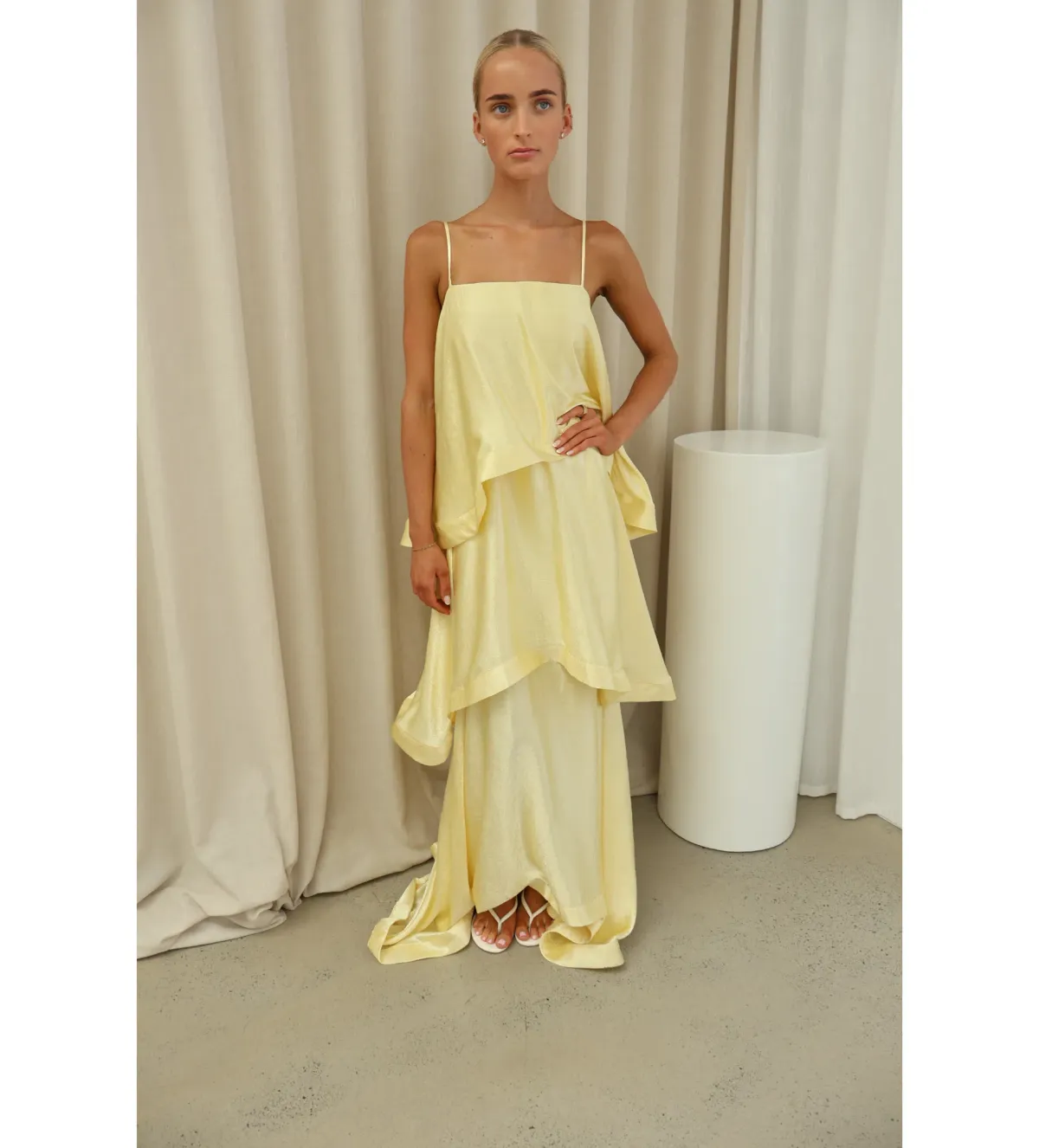 Elliat Tilly Tiered Maxi Dress in Butter Yellow Size S/AU 8 - Image 2