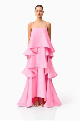Elliatt Tilly Tiered Maxi Dress in Pink Size 8 for rent on The Volte - image 1