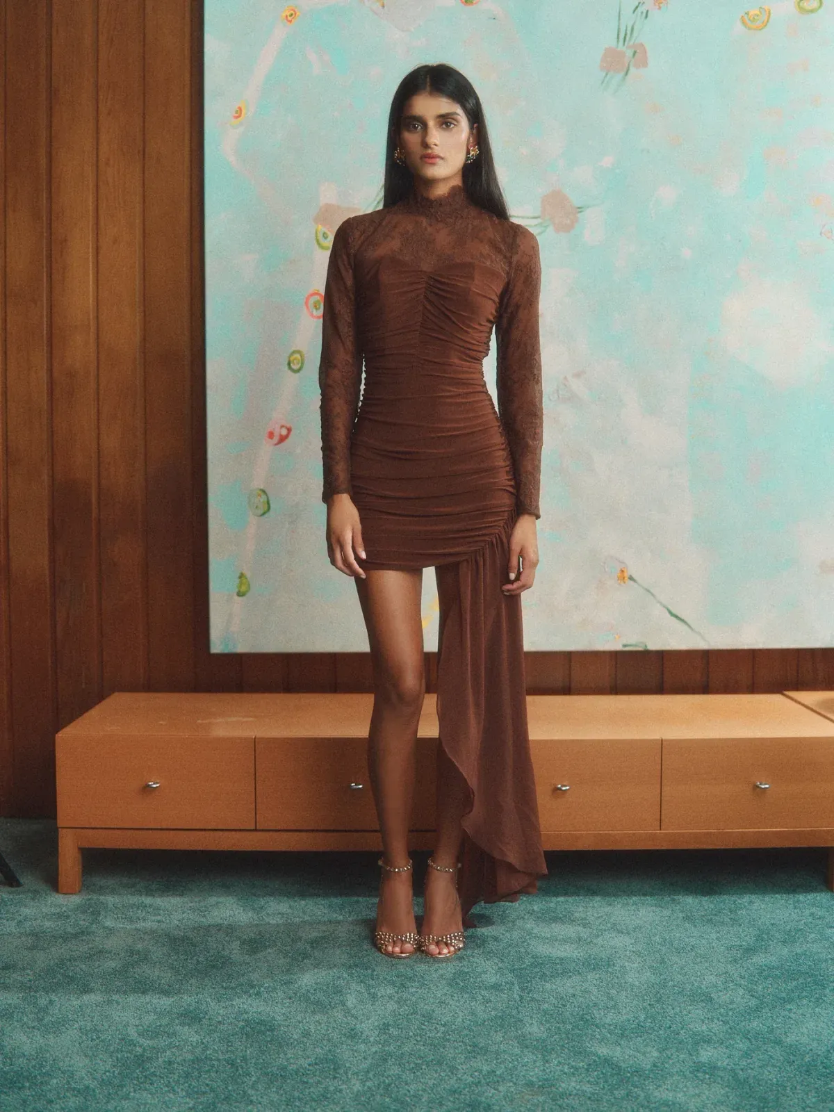 Sonya Moda Mariposa Dress Mini in Brown Size 10 - Image 4