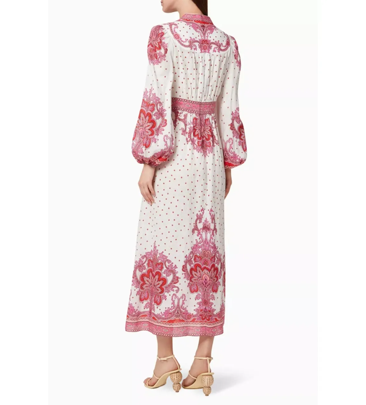 Zimmermann Bells Paisley Long Midi Dress Red Paisley Size 0 AU 8 - Image 7