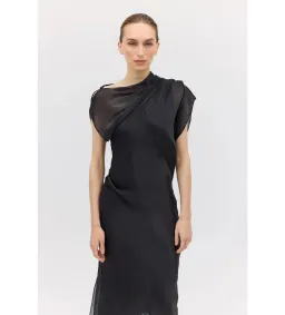 Bianca Spender Liquid Organza Decode Midi Dress Black Size AU 8 for rent on The Volte - image 6