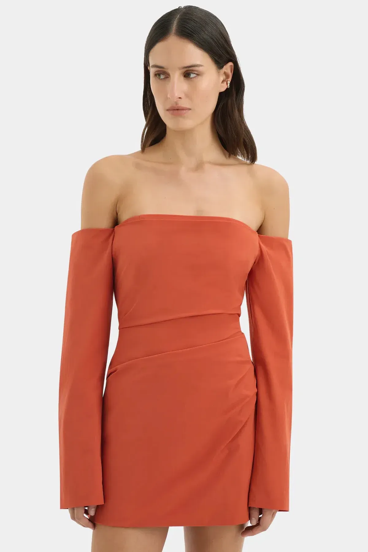 Sir The Label Rossana Off Shoulder Mini Dress Terracotta Size 3 / AU 12 - Image 2
