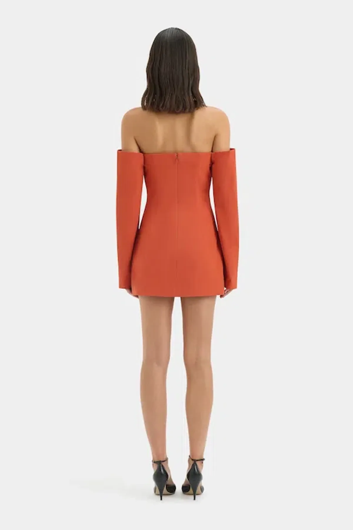 Sir The Label Rossana Off Shoulder Mini Dress Terracotta Size 3 / AU 12 - Image 4