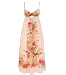 Zimmerman The Ascension Twist Front Dress in Cream Palm Floral  Size 2/Au 12  for rent on The Volte - image 1