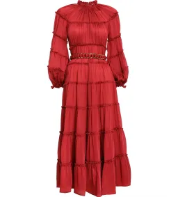 Zimmermann Silk Tiered Midi Dress Red Size 1 AU 10 for rent on The Volte - image 5