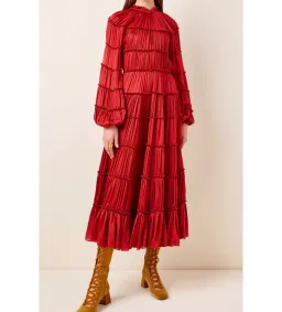 Zimmermann Silk Tiered Midi Dress Red Size 1 AU 10 for rent on The Volte - image 1