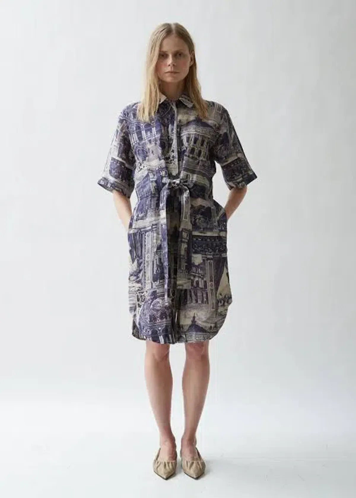 Acne Studios Della Theatre Print Linen Dress, Size 34 (AU 8) - Image 1