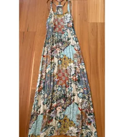 Marnie Skillings Bohemian Silk Maxi Dress Multi Floral Size S AU 8 for rent on The Volte - image 1