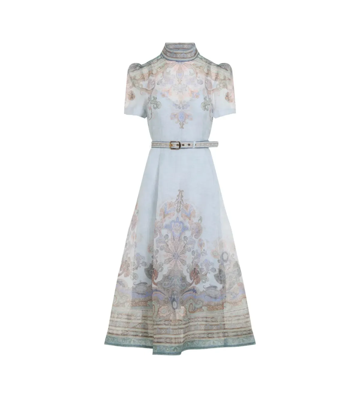 Zimmermann Eden Belted Midi Dress Blue Paisley Size 3 AU 14 - Image 4