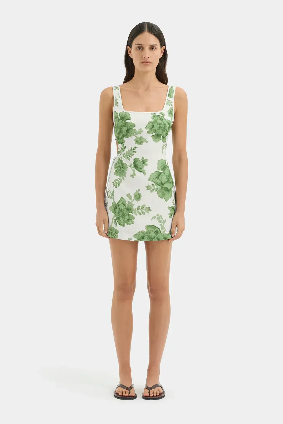 Sir The Label Gardella Cut Out Mini Dress Green Print Size 1 / AU 8 - Image 1