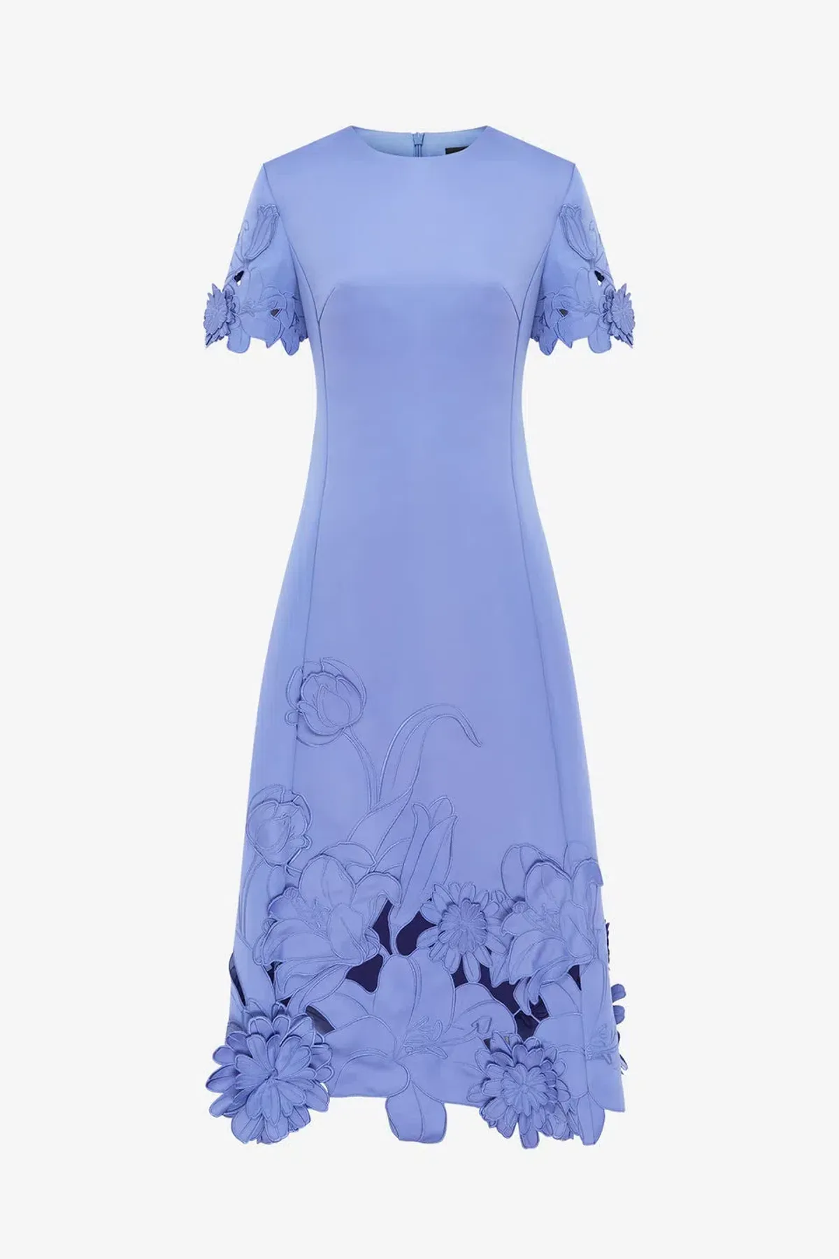 Leo Lin Caroline Applique Short Sleeve Midi Dress Moonlight  Size 8 - Image 5