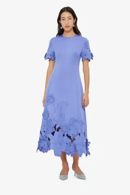 Leo Lin Caroline Applique Short Sleeve Midi Dress Moonlight  Size 8 for rent on The Volte - image 2