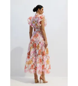 Sunfere Hilda Print Lace Embroidered Dress Multi Size L (AU12-14) for rent on The Volte - image 4