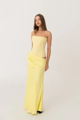 HNTR The Label Huxley Maxi Gown Lemon Size S / AU 8 for rent on The Volte - image 1