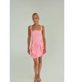 Leo Lin Piper Floral Appliqué Bell Shape Mini Dress Baby Pink Size 8 for rent on The Volte - image 3